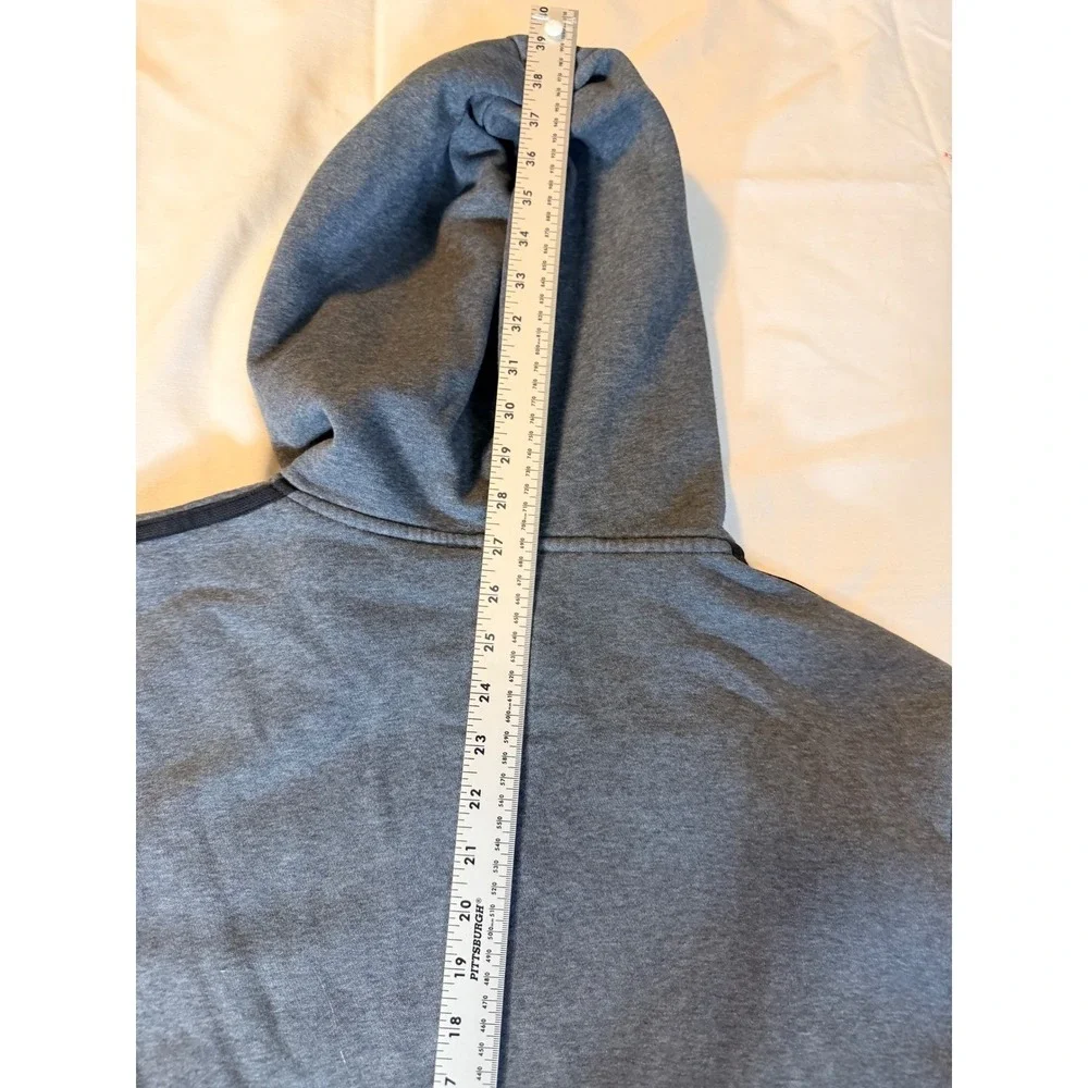 Adidas Mens Full Zip Hoodie Gray Black 3 Stripe Fleece Sweatshirt Size L